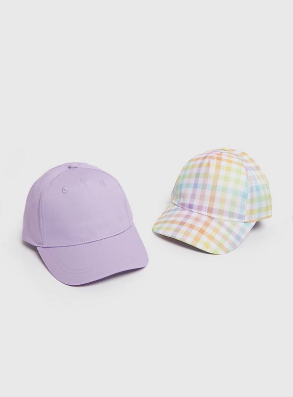 Rainbow Check & Lilac Caps 2 Pack  1-2 years